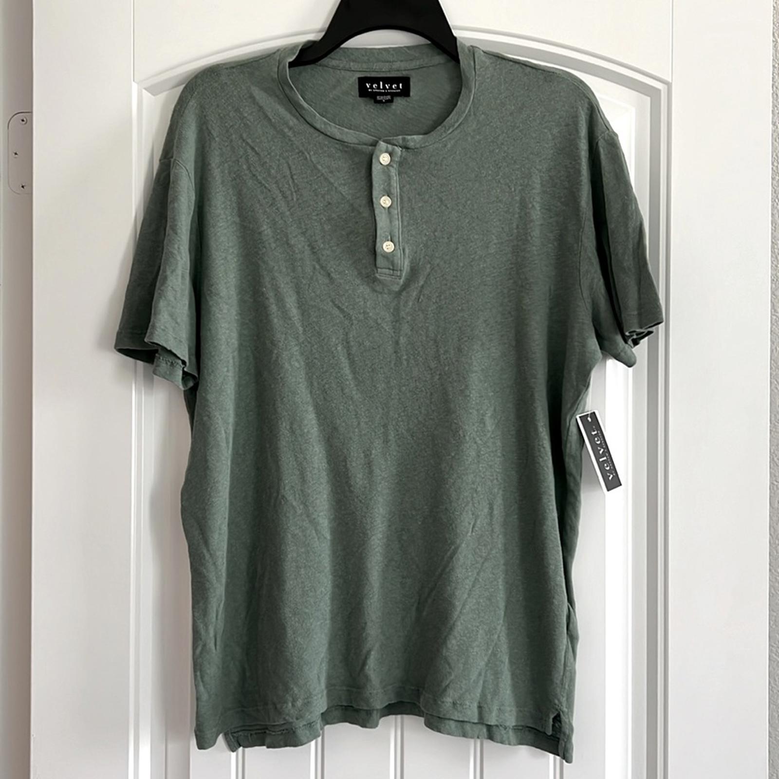 Velvet by Graham & Spencer Lionel Cotton & Linen Solid Henley, Size S New w/Tag
