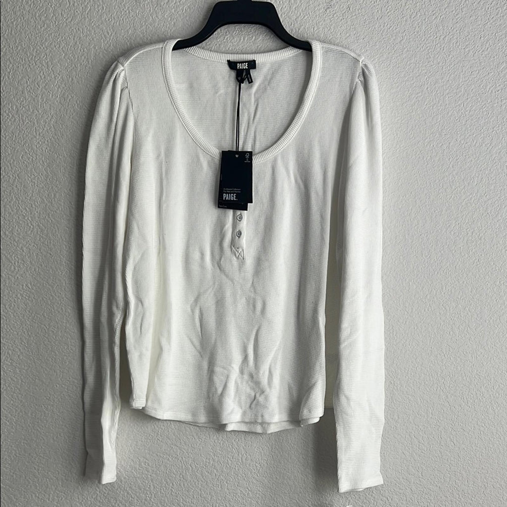 Paige Daniella White Long Sleeve Top, Size XL NWT