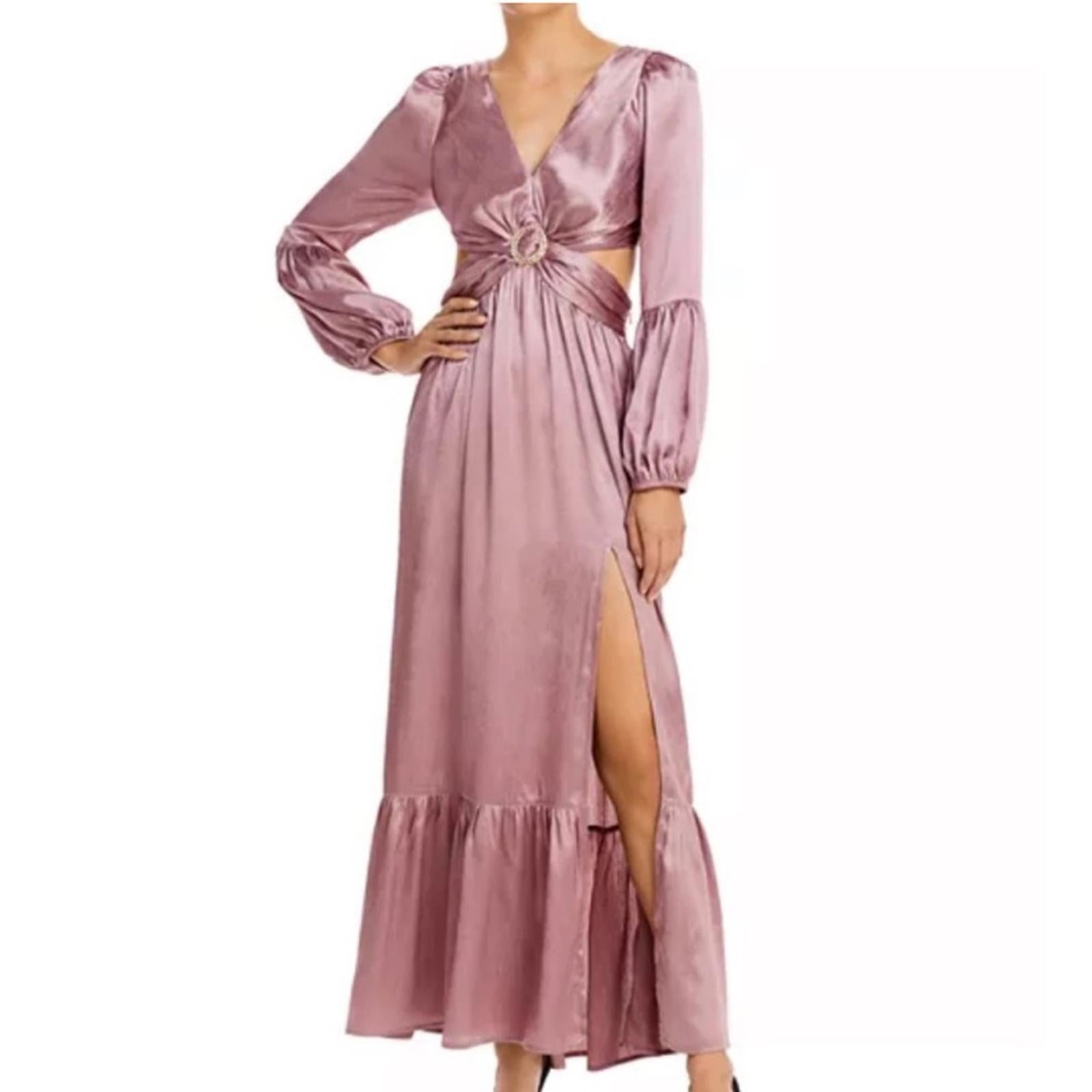 RAHI Luster "Leila" Midi Dress w/ Long Sleeve in Rose, Size S New w/Tag $186