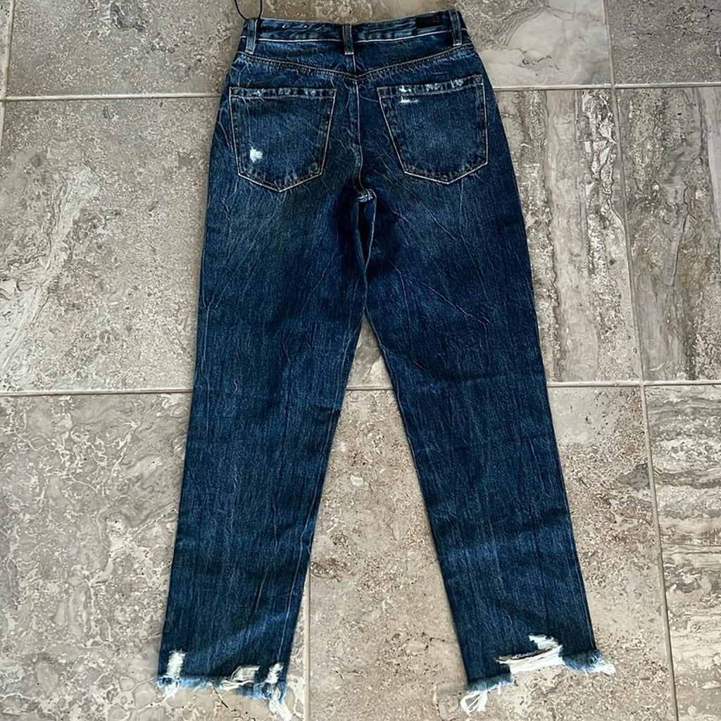 Blue Revival Boyfriend Distressed Jeans in Blue/Monaco Size 24 New w/Tag $139