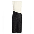 St. John Colorblock Tuxedo Bodice Dress w/Sequin Ribbed Knit, Size 10 NWT $1395