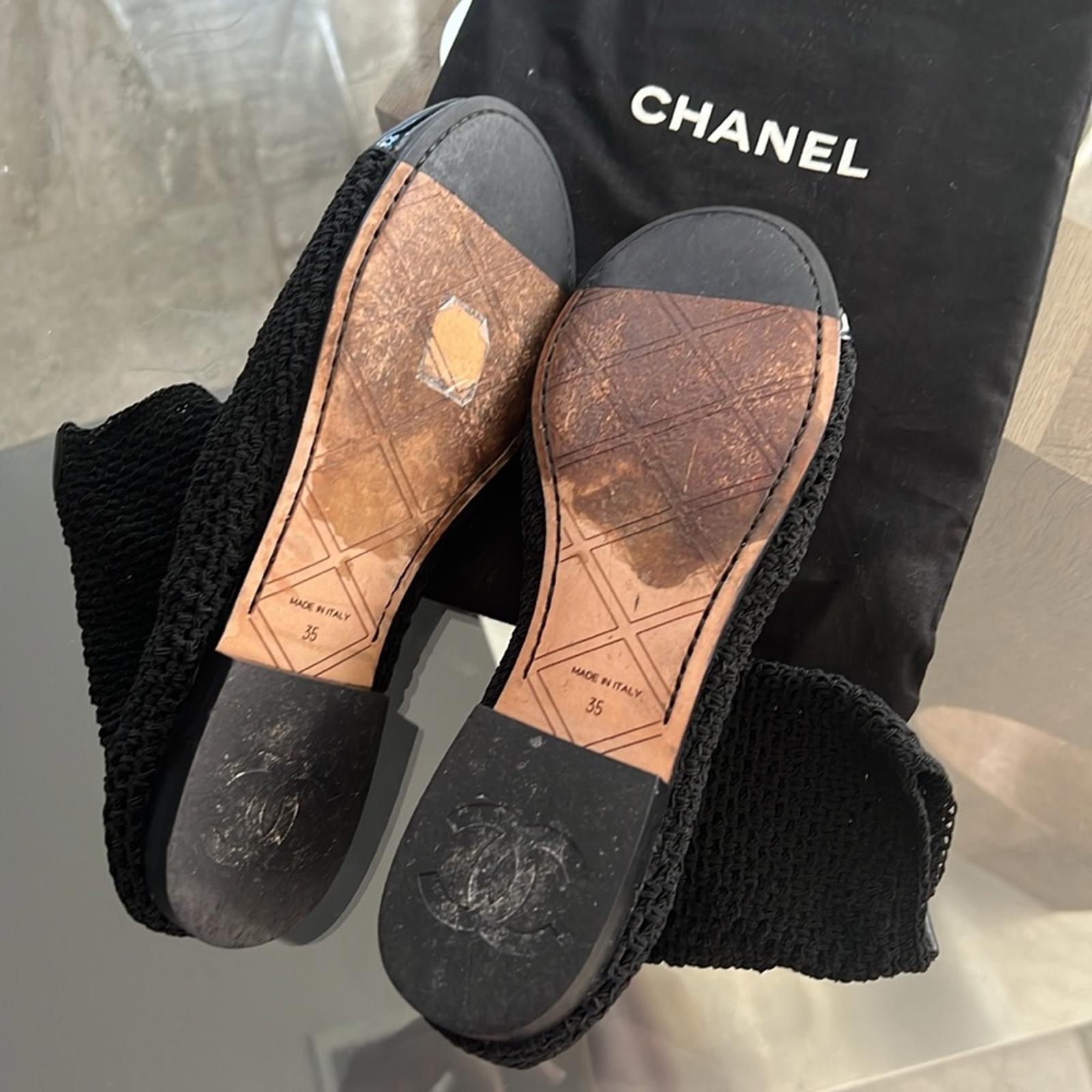 Rare CHANEL Crochet Patent Leather Cap Toe Sock Booties in Black, Size 35