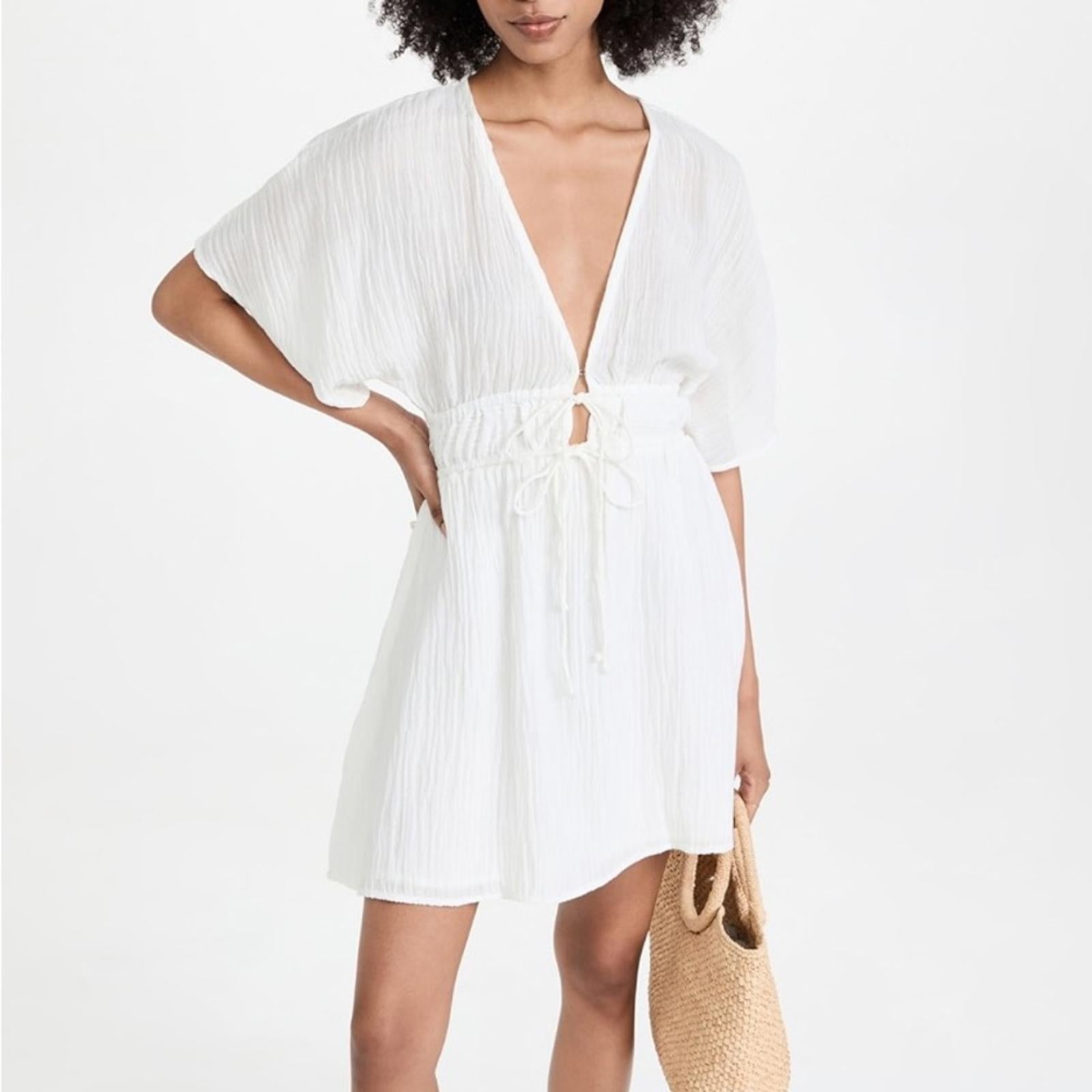 Faithfull the Brand Coralia Mini Dress in White, Size S New w/Tag $209