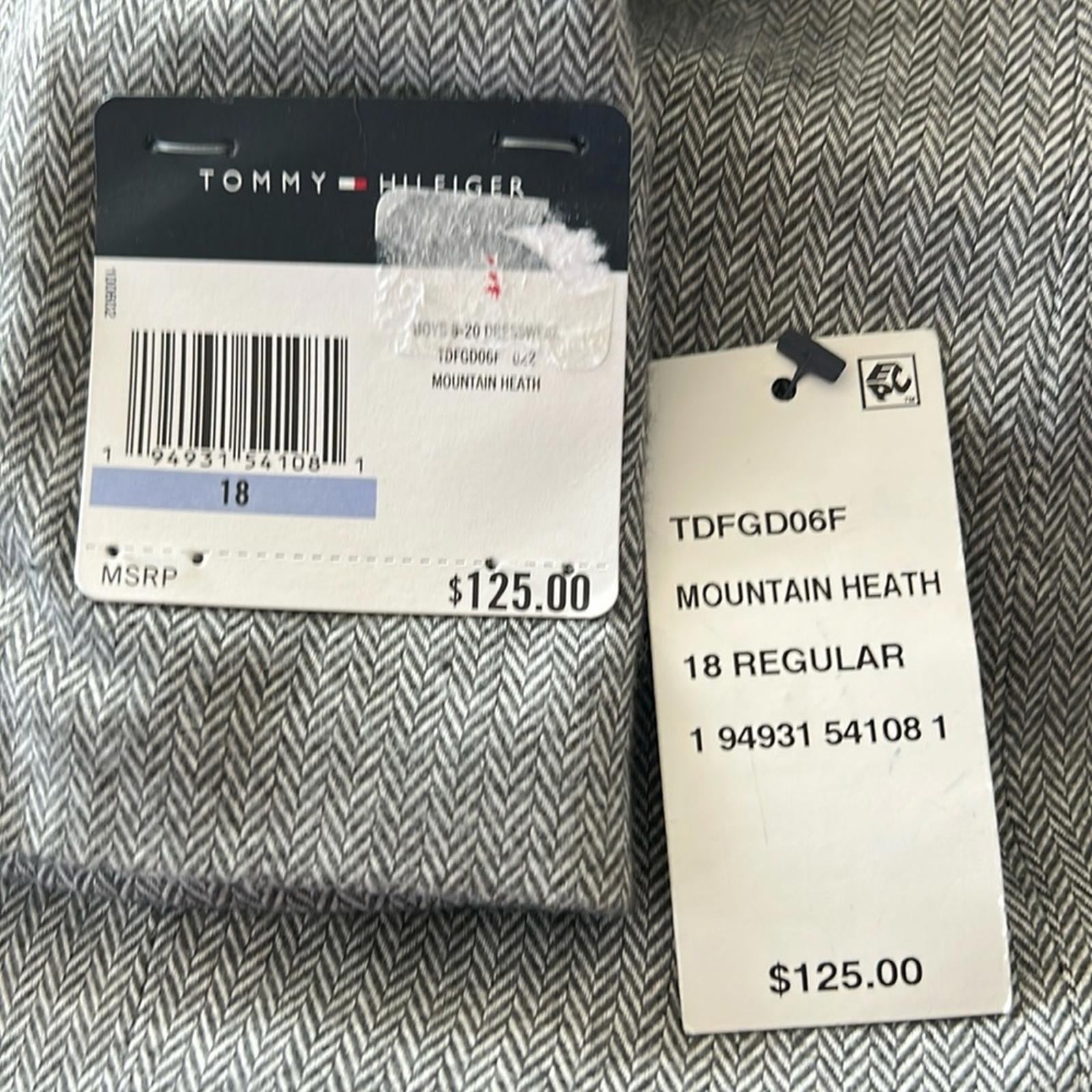 Tommy Hilfiger Big Boys Brushed Herringbone Jacket in Dark Gray Size 18 NWT $125