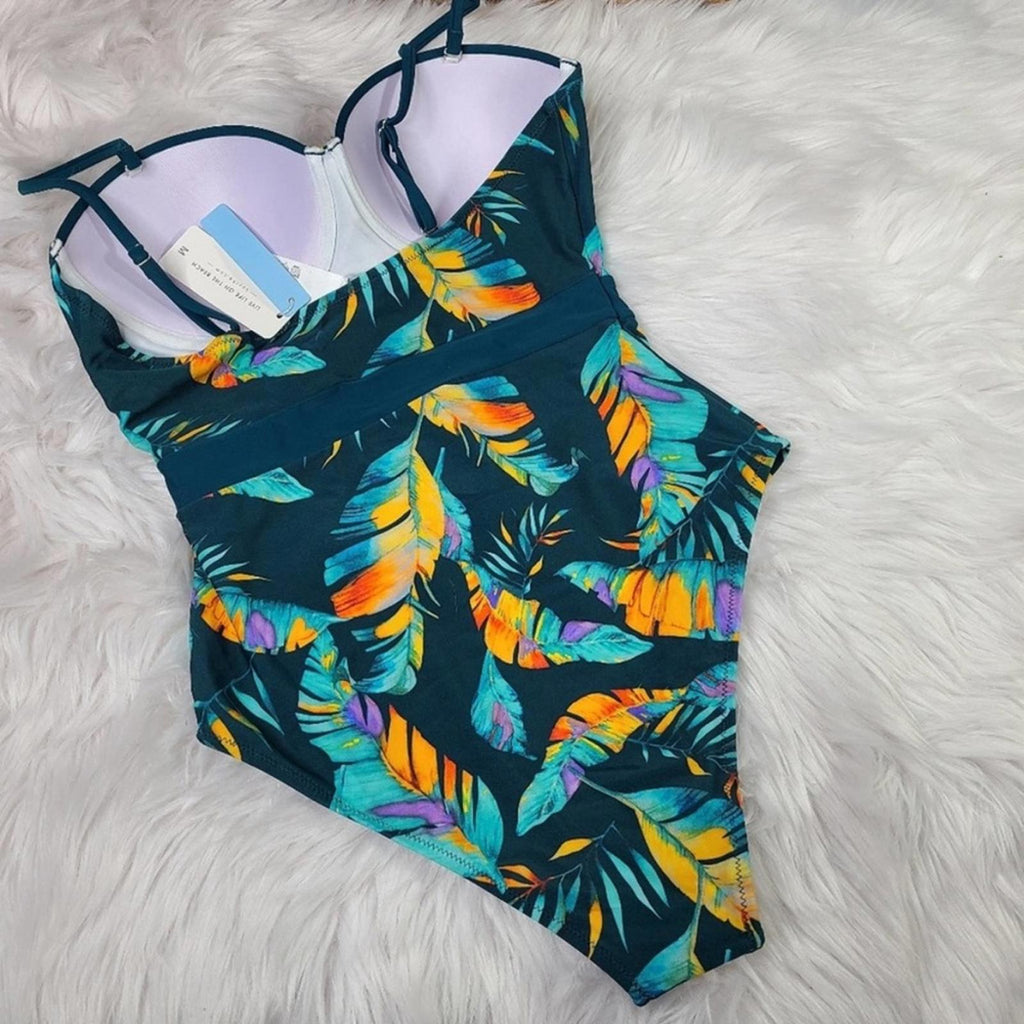 Cupshe Tropical Moulded Adjustable Straps One Piece Swimsuit, Size M New w/Tag