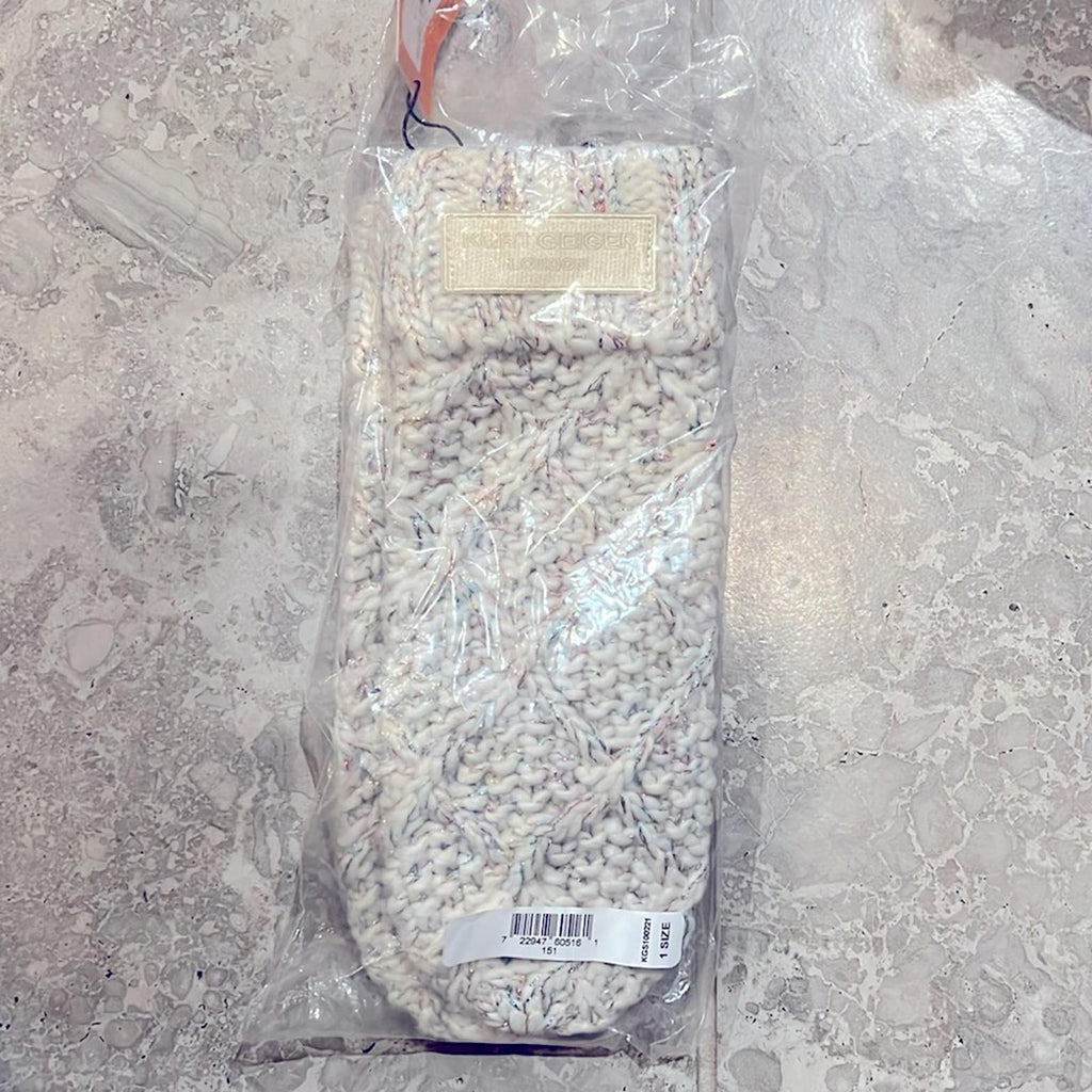 Kurt Geiger Metallic Cable Knit Mittens Bone Multi , One Size New w/Tag