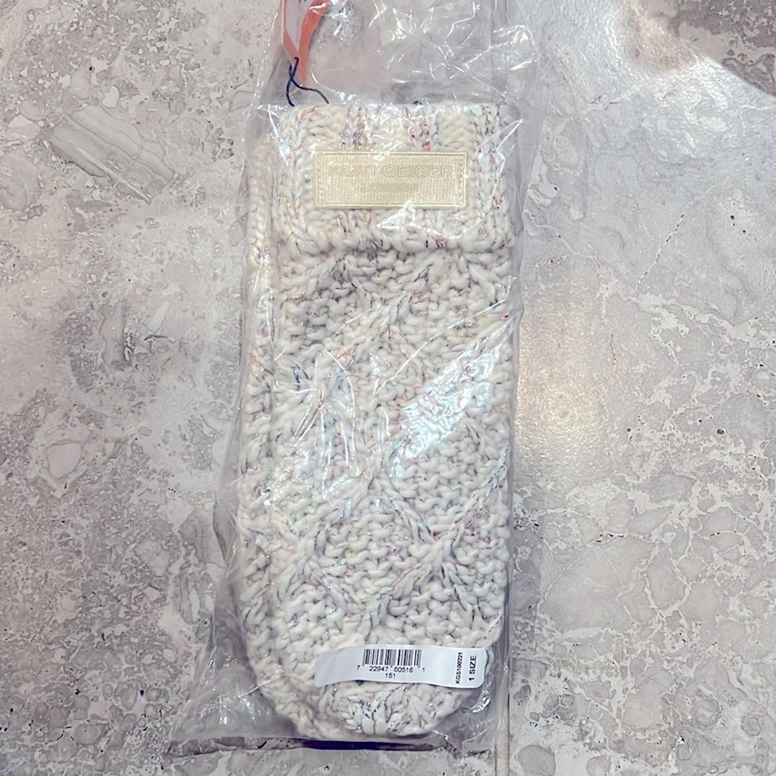 Kurt Geiger Metallic Cable Knit Mittens Bone Multi , One Size New w/Tag