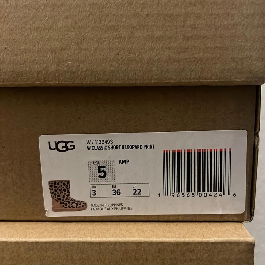 UGG Genuine Sheepskin Lined Leopard Print Boots, Size EU36 US5 New in Box