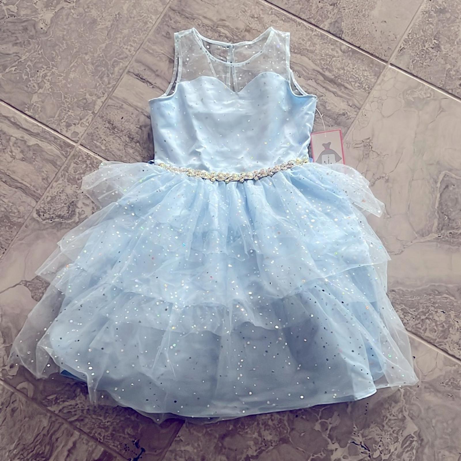 Rare Editions Sweetheart Bodice to Tiered Skirt Dress in Blue Size 10 New w/Tag