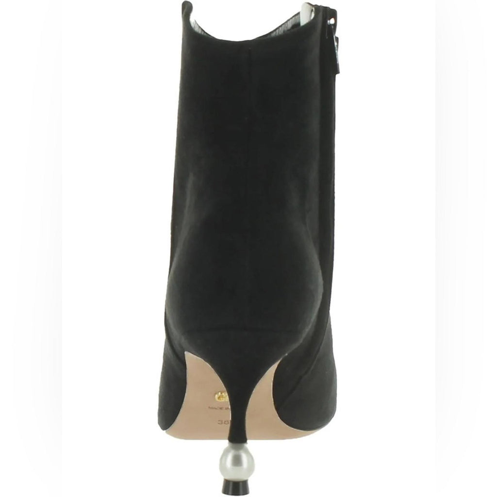 Giambattista Valli Pointed-Toe Suede Heeled Booties Black Size EU 38 NEW $1,090