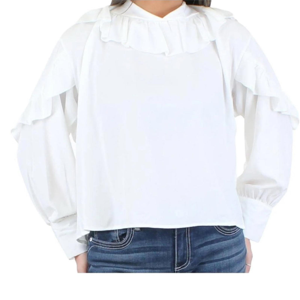 To My Lovers Ruffled Tie Sash Blouse in White, Size S New w/Tag $160