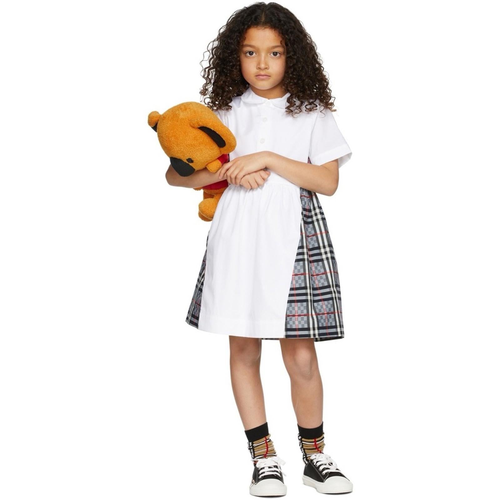 Burberry Chequerboard Panel Stretch Cotton Polo Shirt Dress, Size 12Y New w/Tag