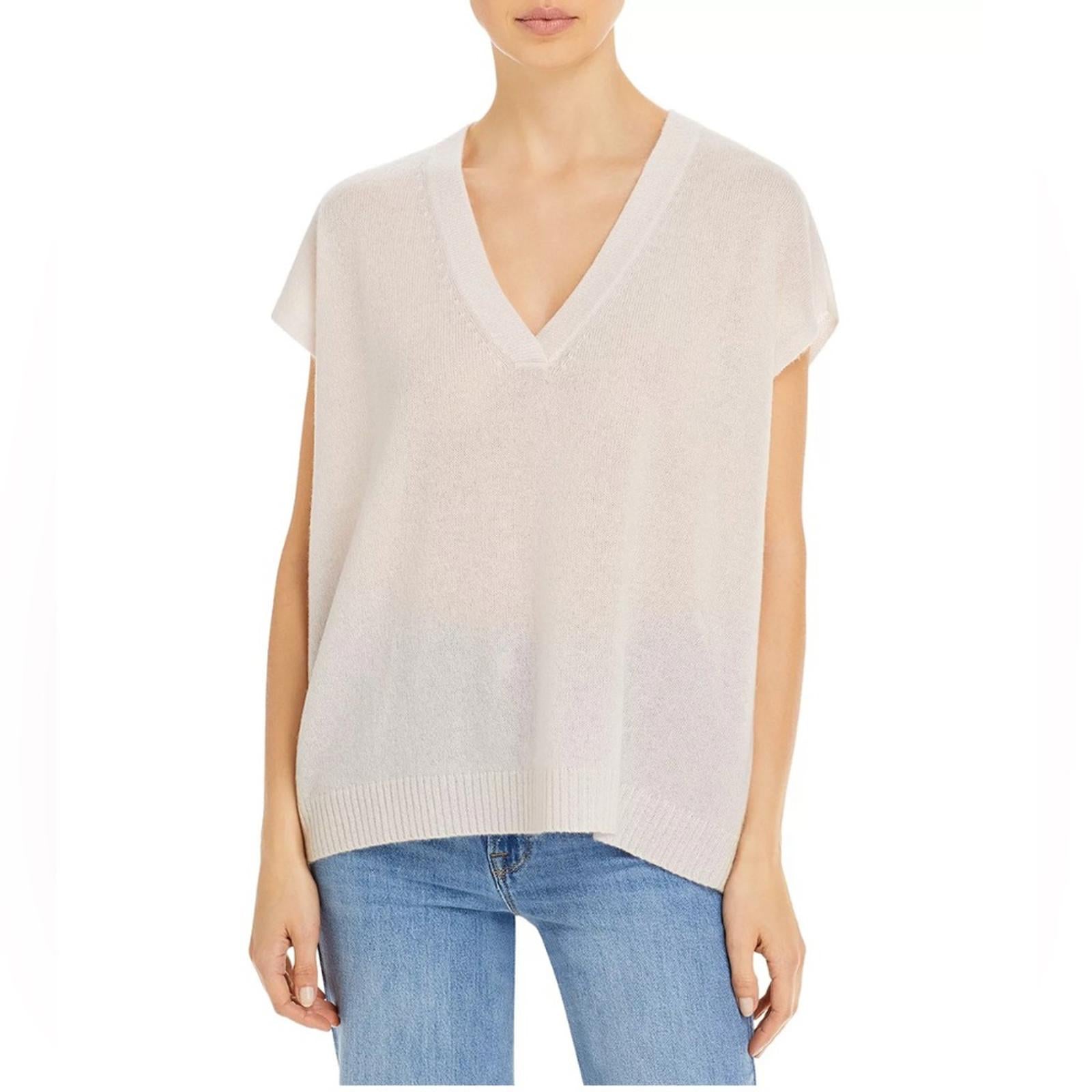 Cashmere Oversized Short Sleeve Sweater from C by Bloomingdale's Size S NWT $188