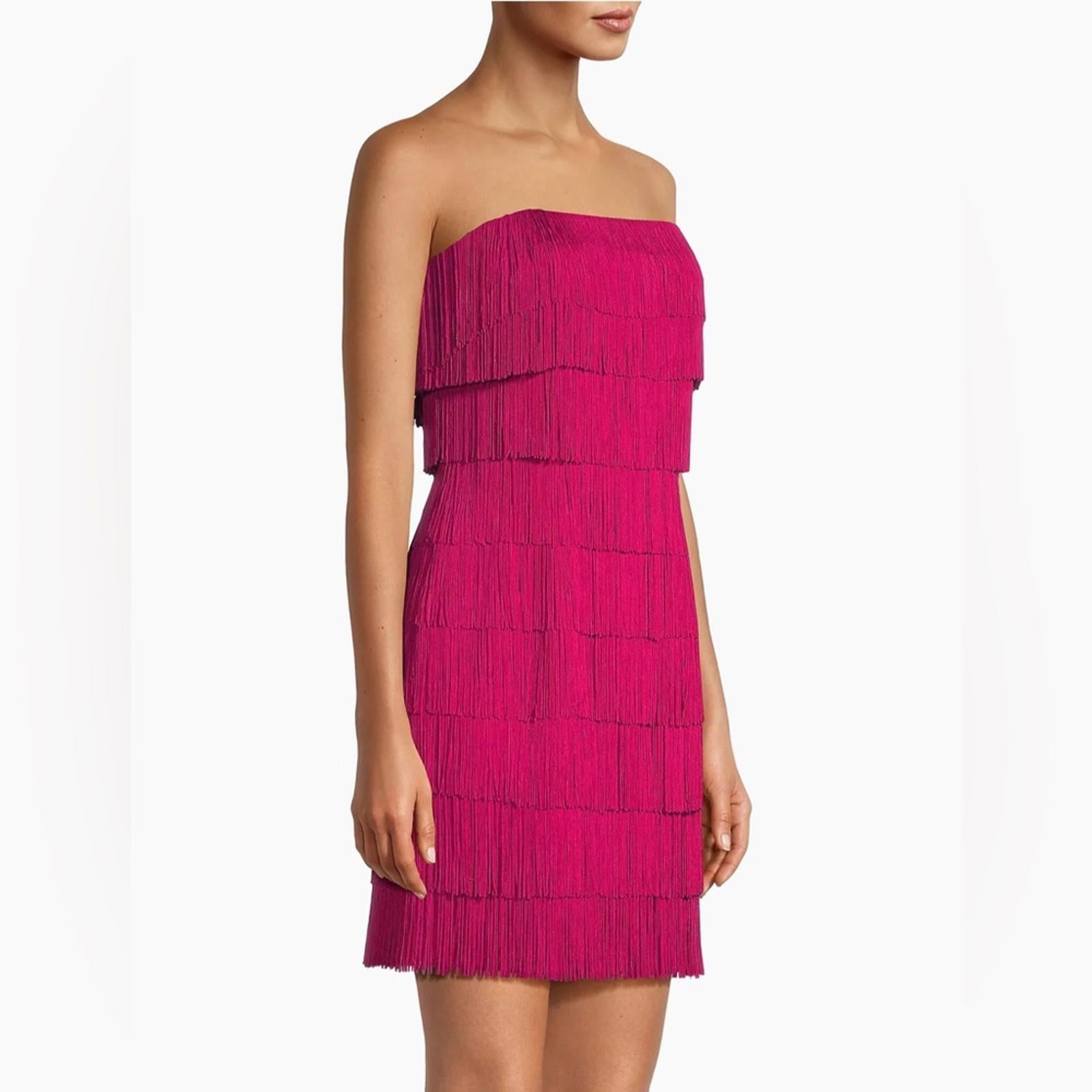 Liv Foster Fringe Cocktail Dress in Rich Magneta Size 12 New w/Tag $395