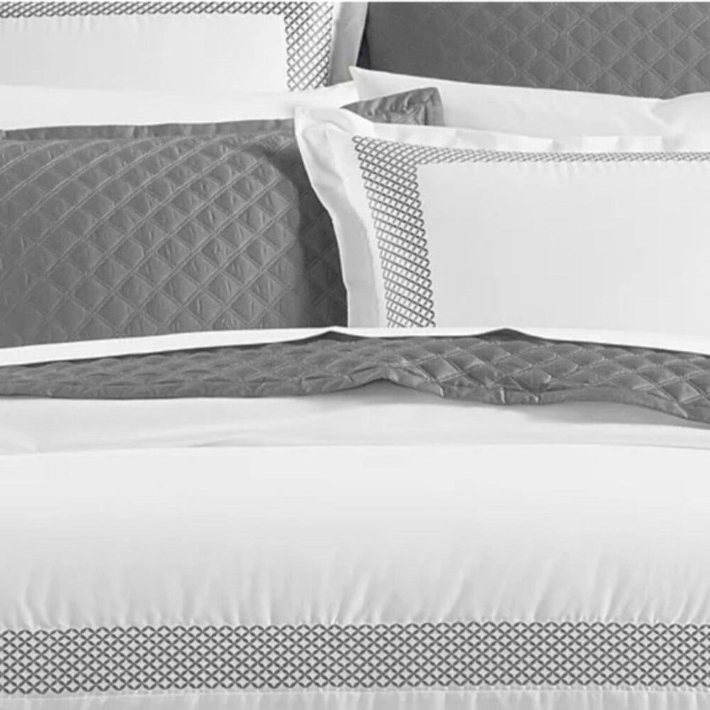 X2 Hudson Park Collection Embroidered Geo King Sham in White/Silver, $155/each
