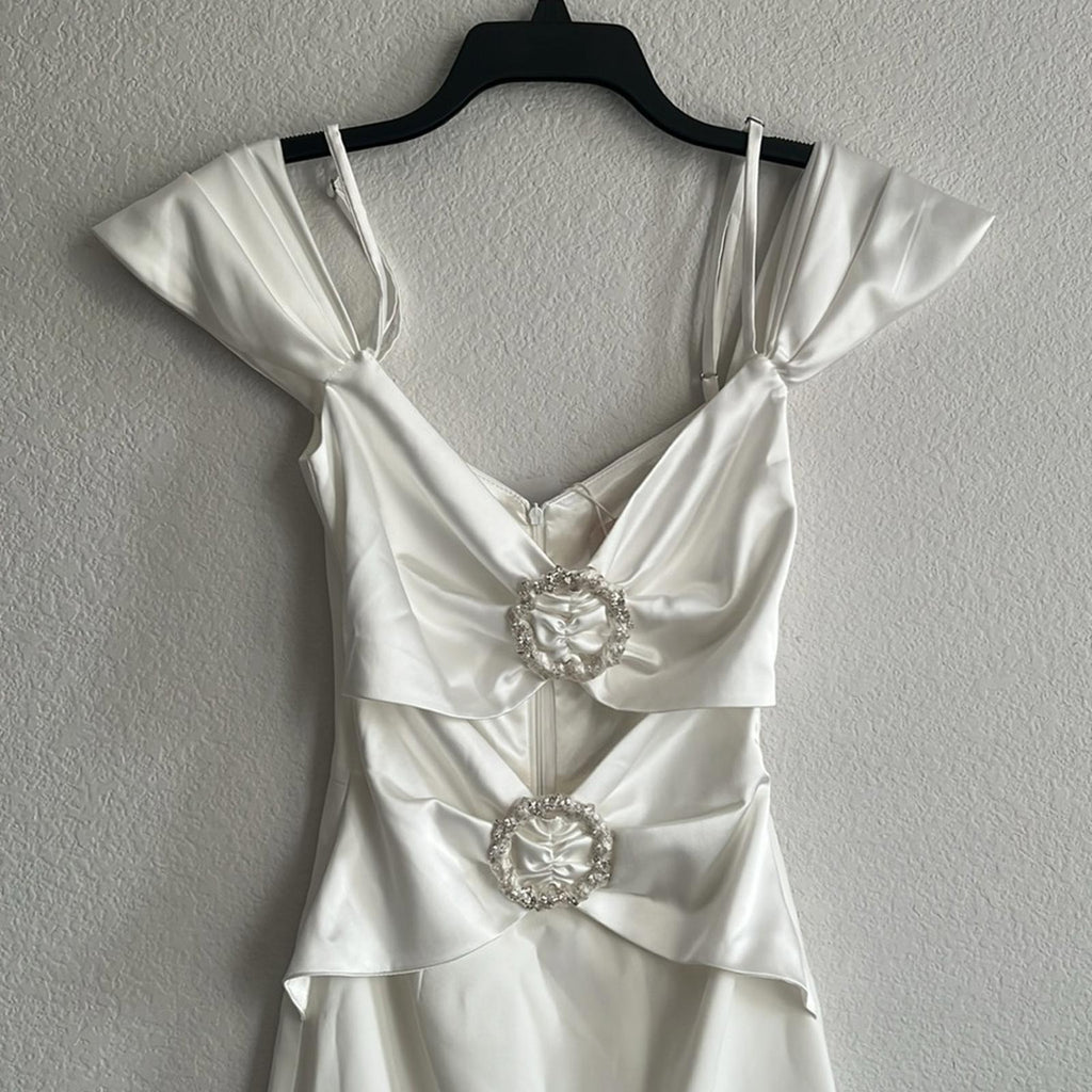 GiGii’s Luminary Reflection June Dress w/Swarovski Stone Details, White XS NWT