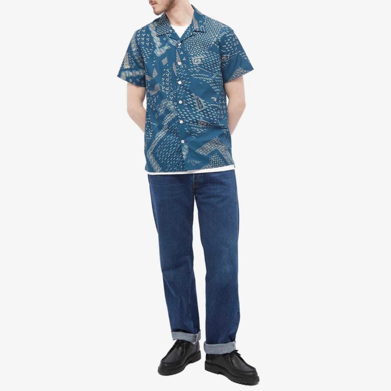PS Paul Smith Doodle Pattern Short Sleeve Shirt in Dark Blue Size S New w/Tag