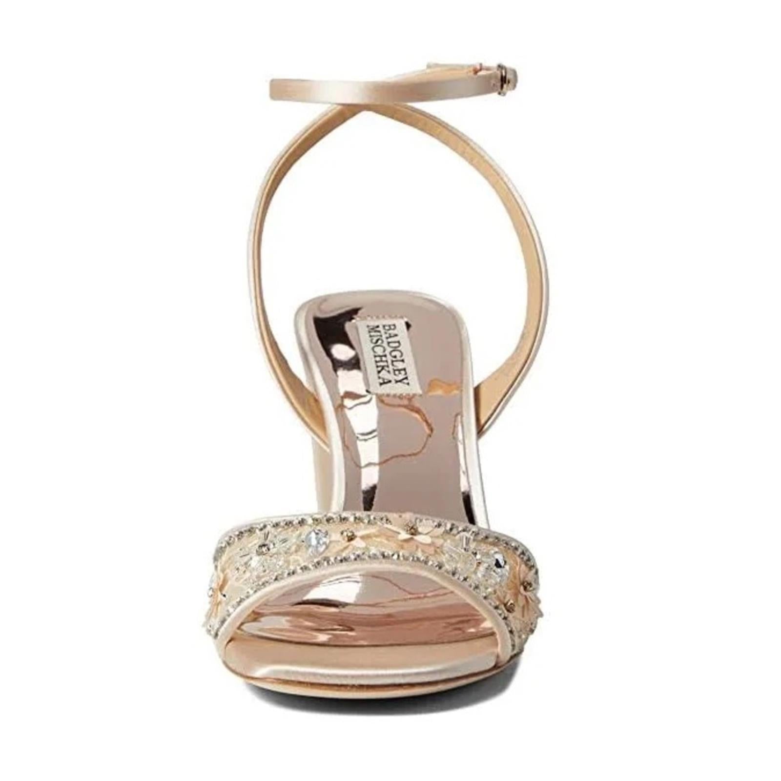 NWT Badgley Mischka Tayten Satin and Mesh Sandals with Crystals Size 10 +DustBag