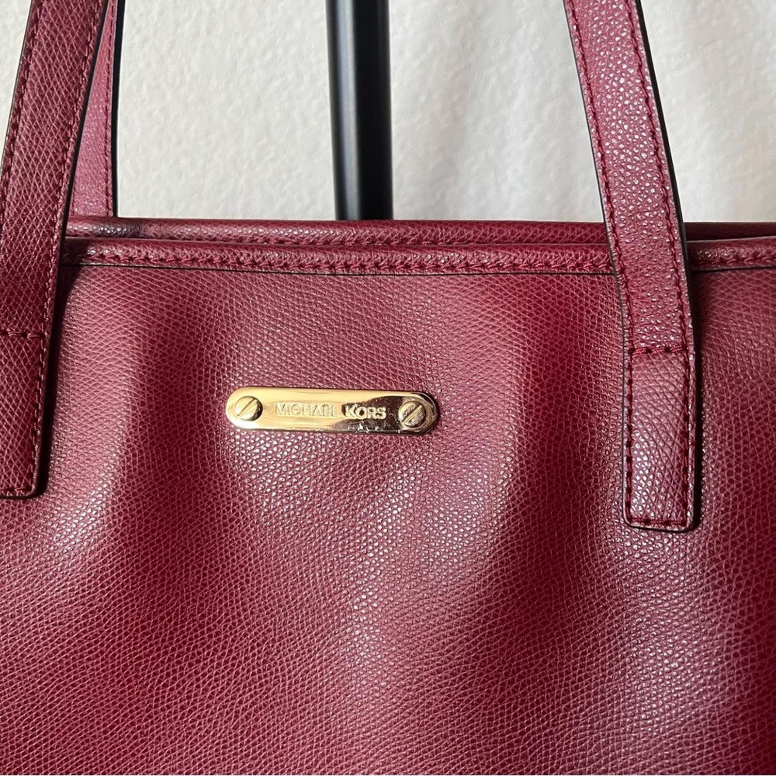 Michael Kors Red Leather Tote Bag in Burgundy, Retail $348