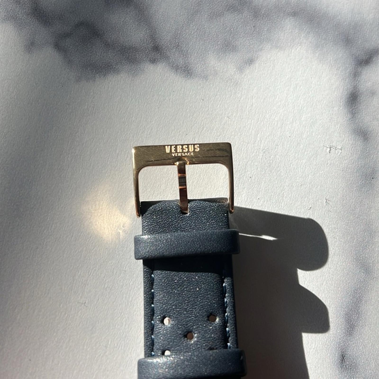 Versace 22MM Leather Watch Band in Navy, New w/o Box