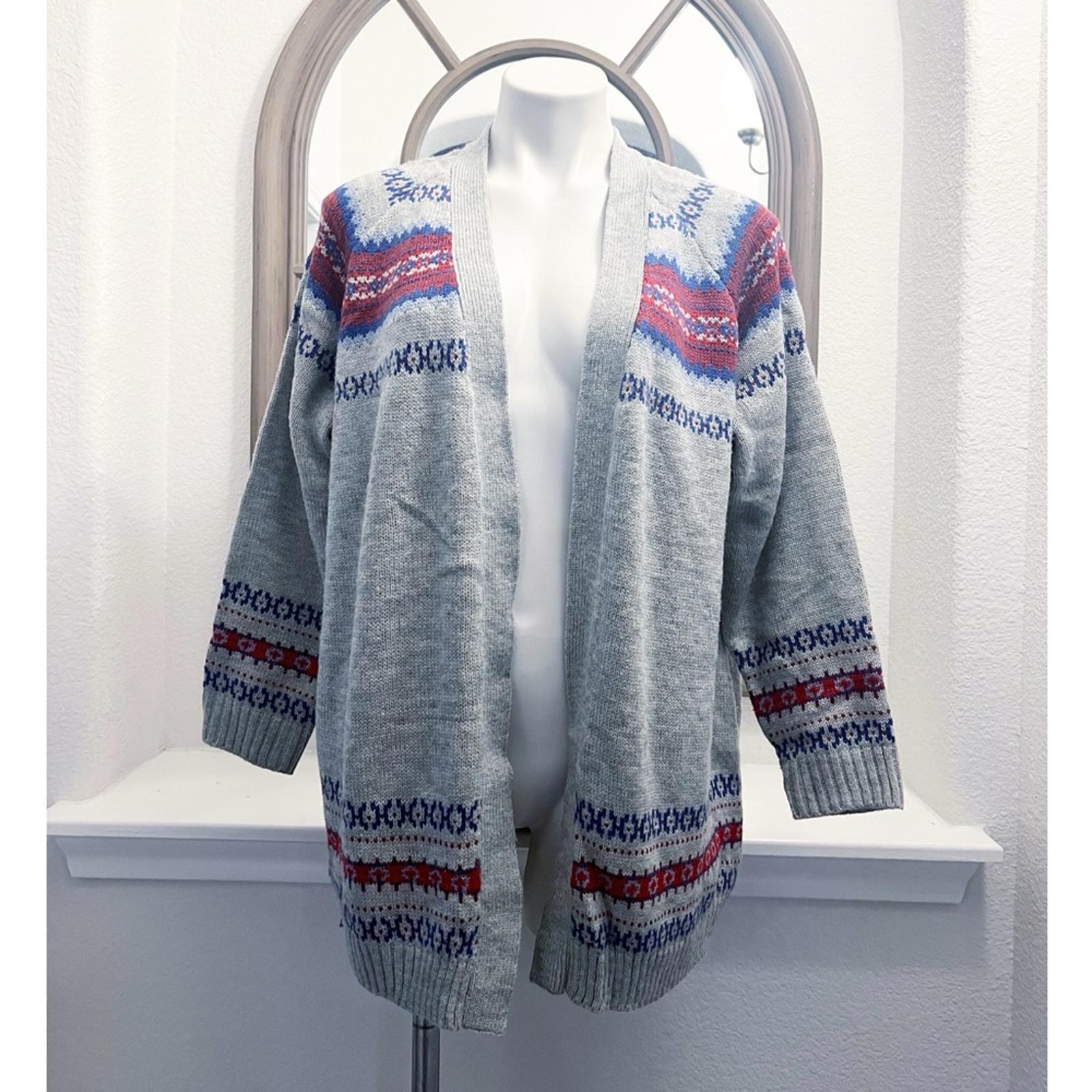 Lane Bryant Open Front Fair Isle Cardigan in Grey, Plus Size 14/16 EXCELLENT!