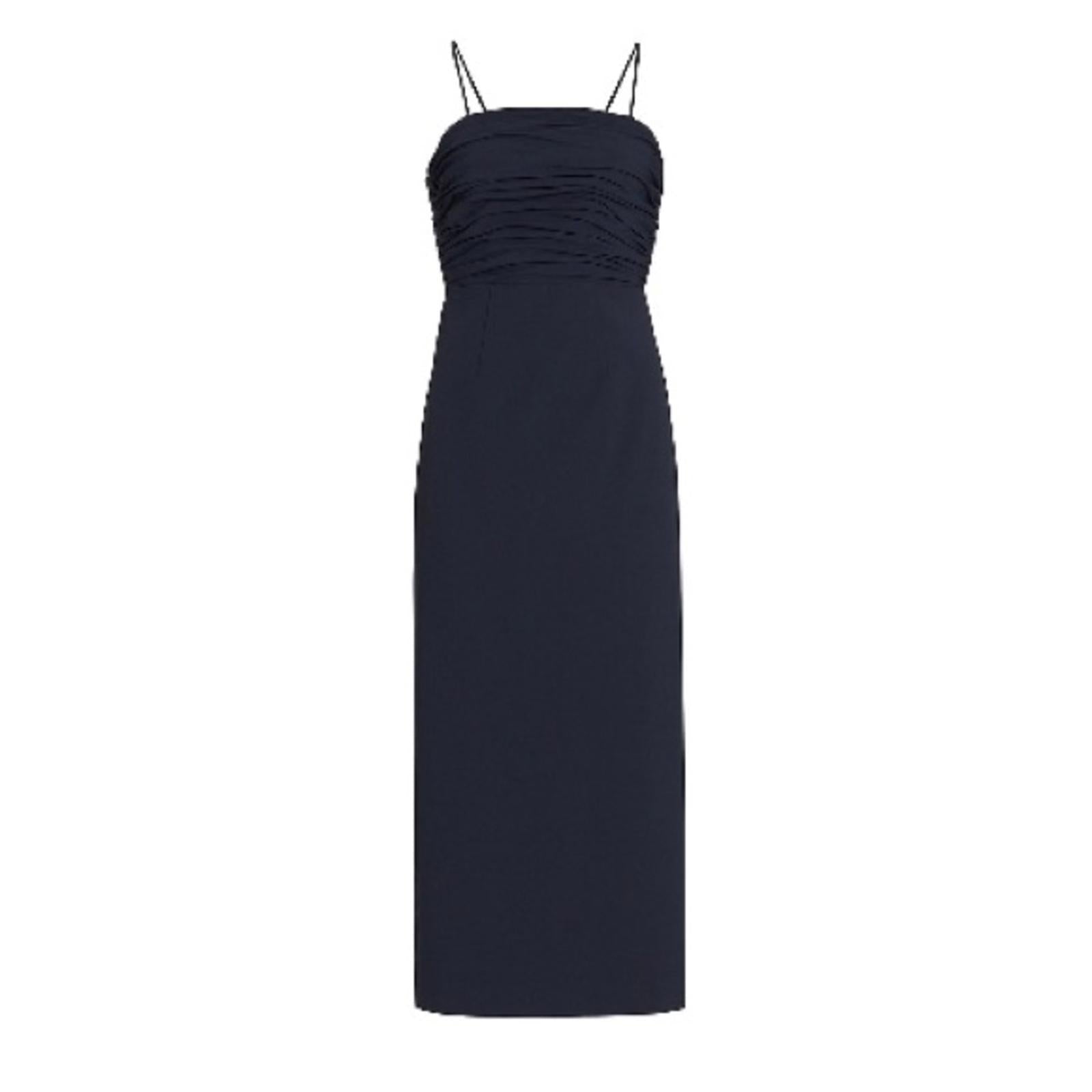 Cinq à Sept Judy Ruched Midi Dress in Navy, Size 0 NEW w/Tag $425