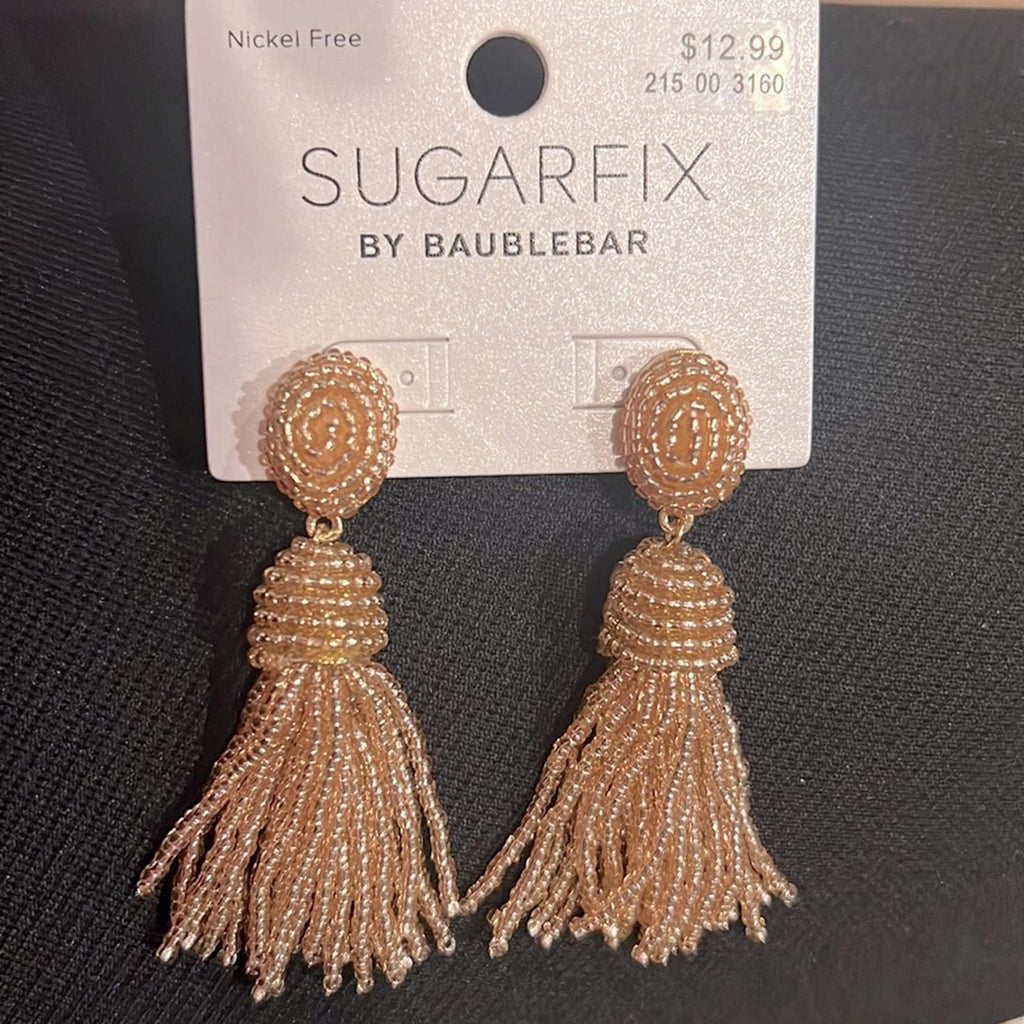 NWT Sugarfix by BaubleBar Polished Beaded Tassel Earrings - Light Pink