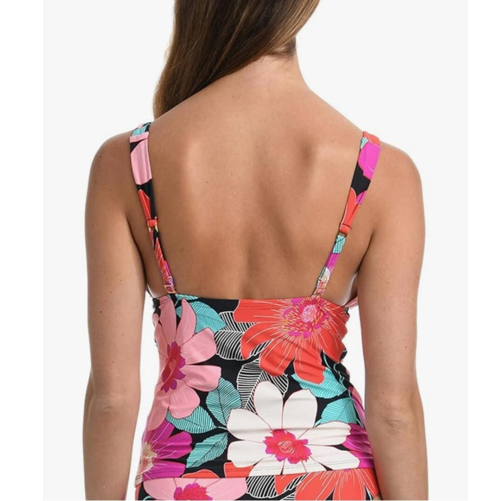 La Blanca Over the Shoulder Front Knot Tankini Swimsuit Top Size 8, New w/Tag