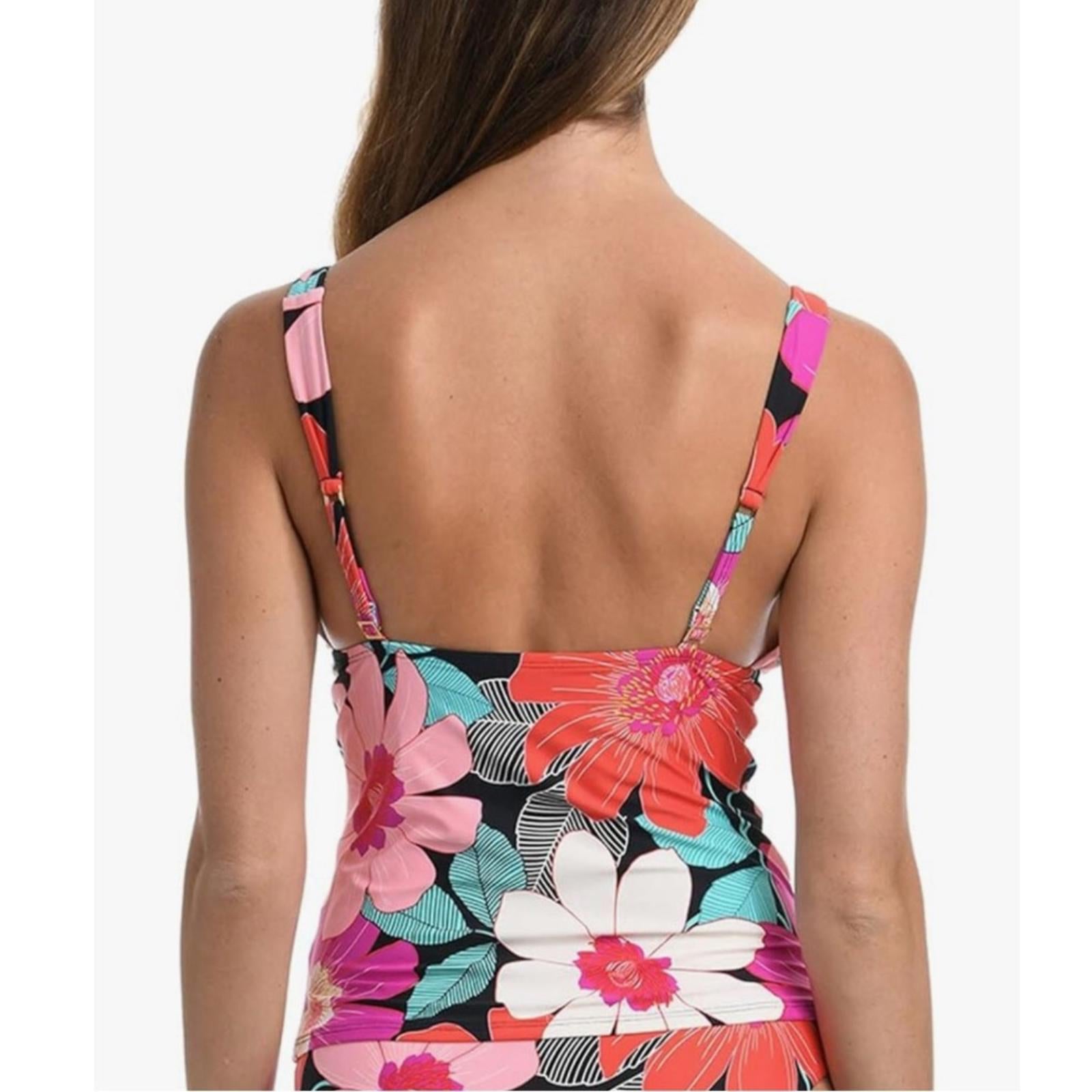 La Blanca Over the Shoulder Front Knot Tankini Swimsuit Top Size 8, New w/Tag