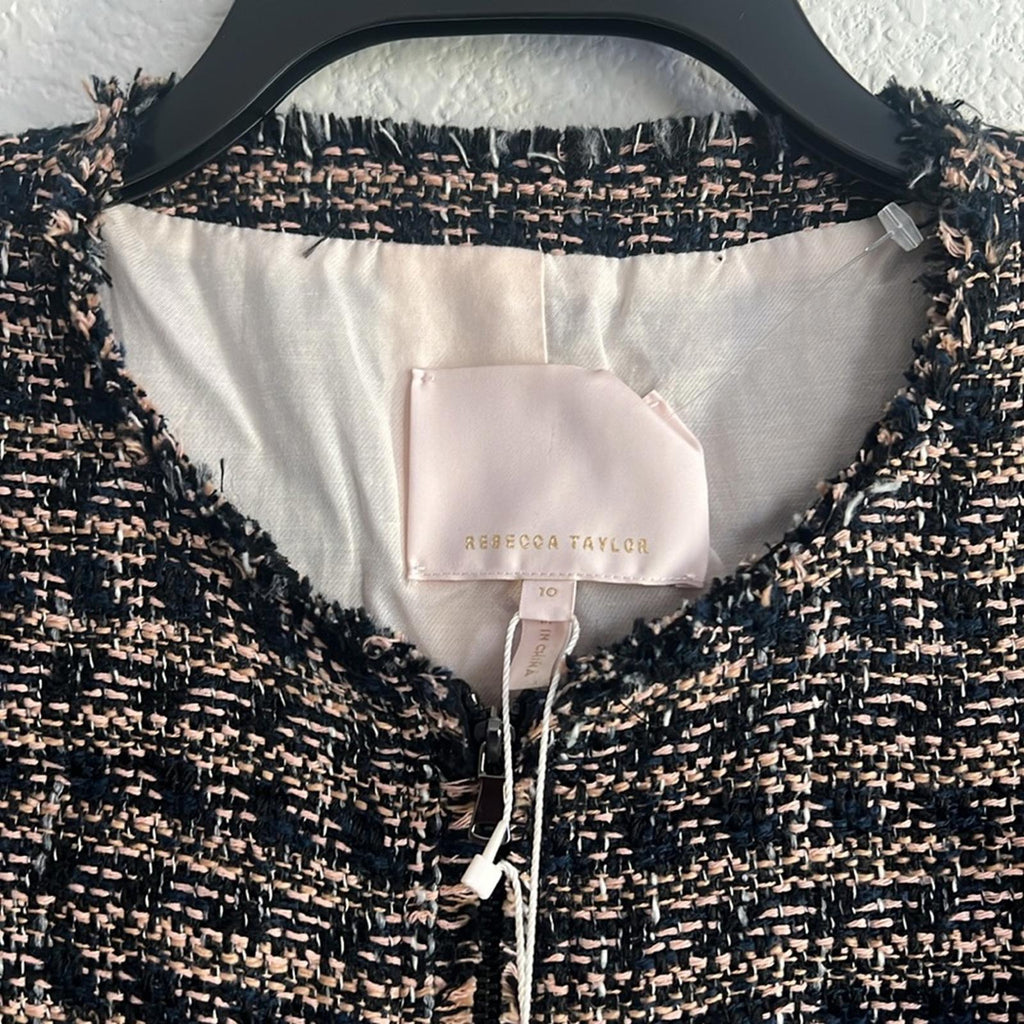 Rebecca Taylor Multi Tweed Ruffle Blazer Jacket, NWT, Size 10