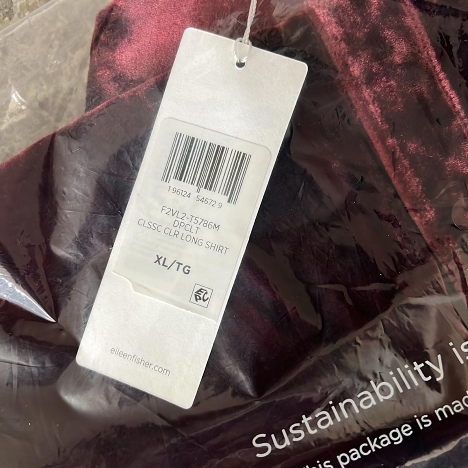 NWT Eileen Fisher Classic Collar Velvet Shirt, Size XL New w/Tag Retail $