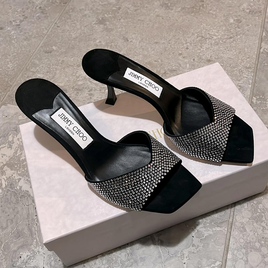 Jimmy Choo Skye 70 Embellished High Heel Slide Sandals