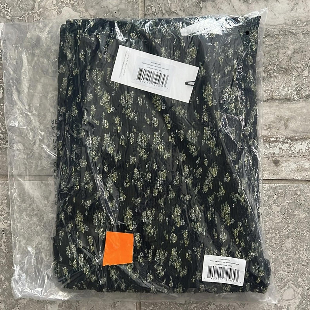 WhoWhatWear MADDEN High-Waisted Plissé Pants, Disty Floral New w/Tag Retail $158