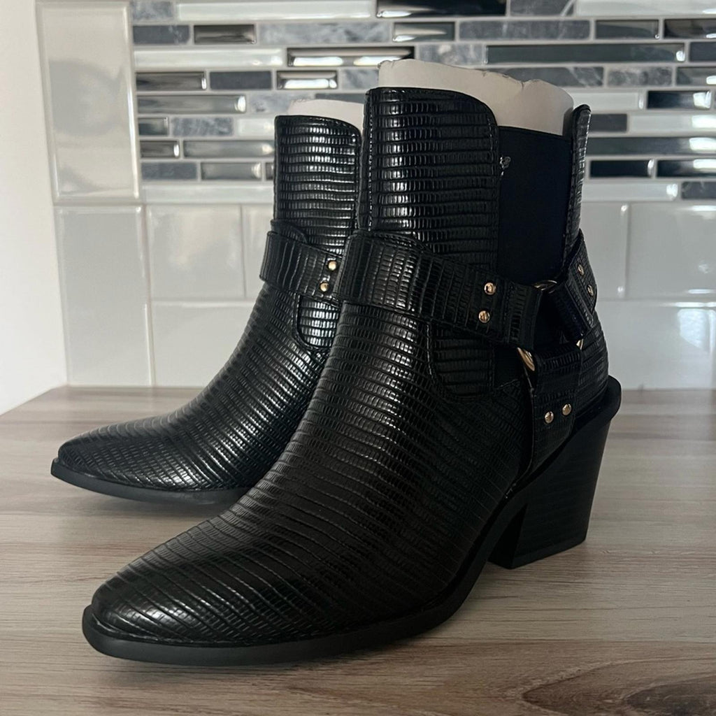 Shoe Dazzle Dasey Pointed Toe Cowgirl Ankle Boots Size US6, EU36.5 New w/o Box