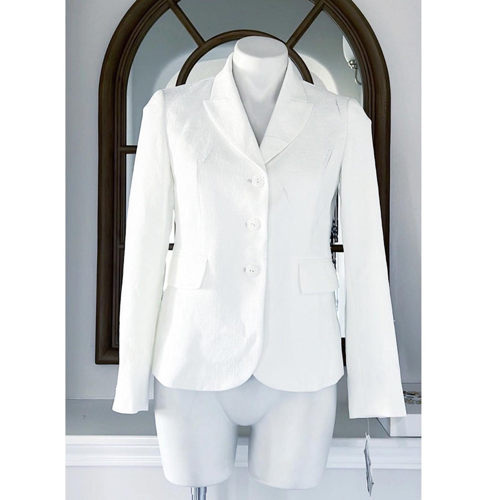 KASPER Three-Button Peak Lapel Jacket in White, Petite Size 2 New w/Tag $129