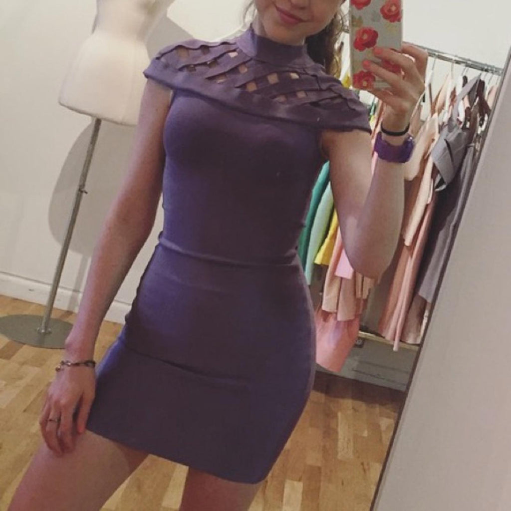 Garcia Caged-CutOut High Neck Tube Dress Purple, Size S New w/Tag $198 SOLD OUT!