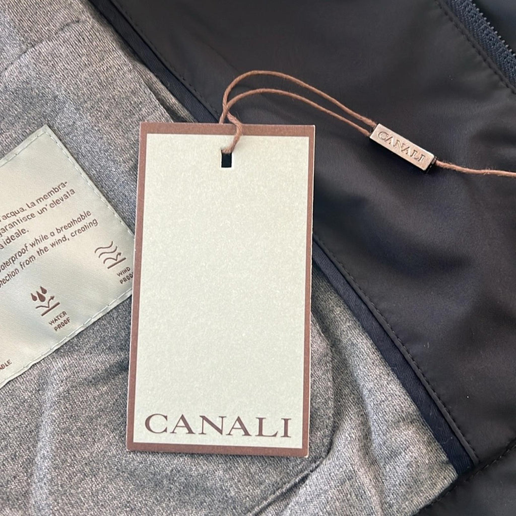 CANALI Rain & Wind Tech Padded Shell Gilet Zip Vest Navy, Size US 32 | EU 48 NEW