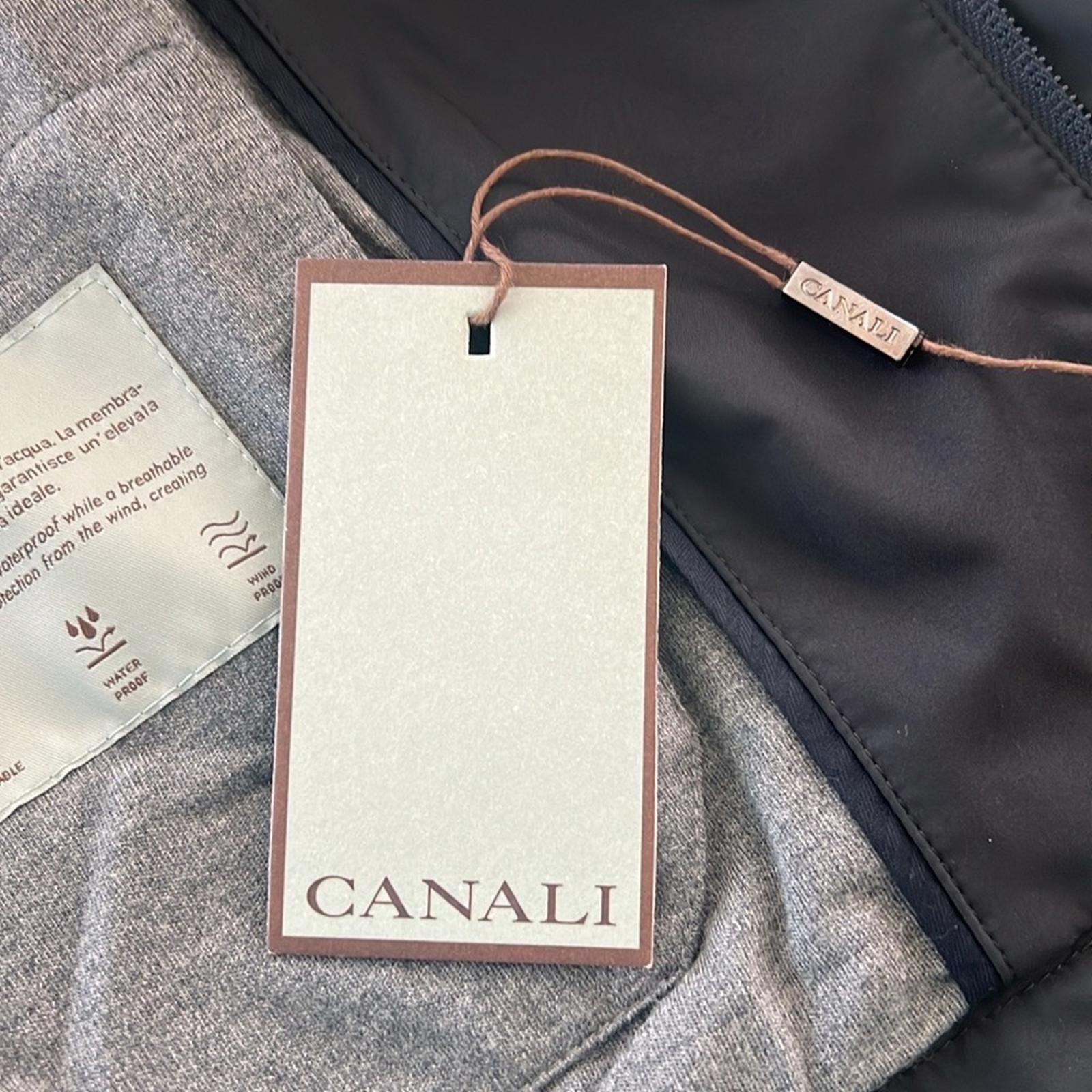 CANALI Rain & Wind Tech Padded Shell Gilet Zip Vest Navy, Size US 32 | EU 48 NEW