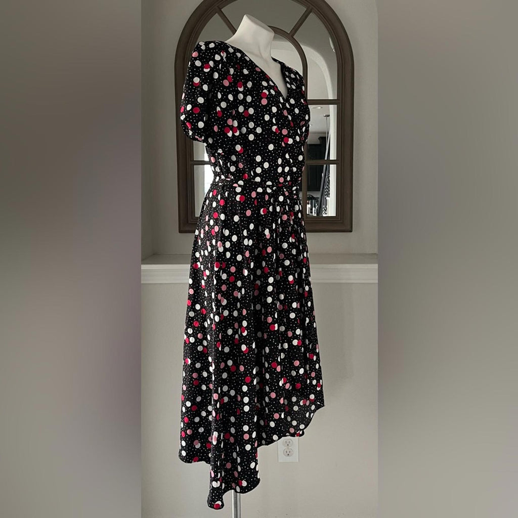 Karl Lagerfeld Paris Jacquard Wrap Midi Dress w/Asymmetric Hem Size 16 New w/Tag