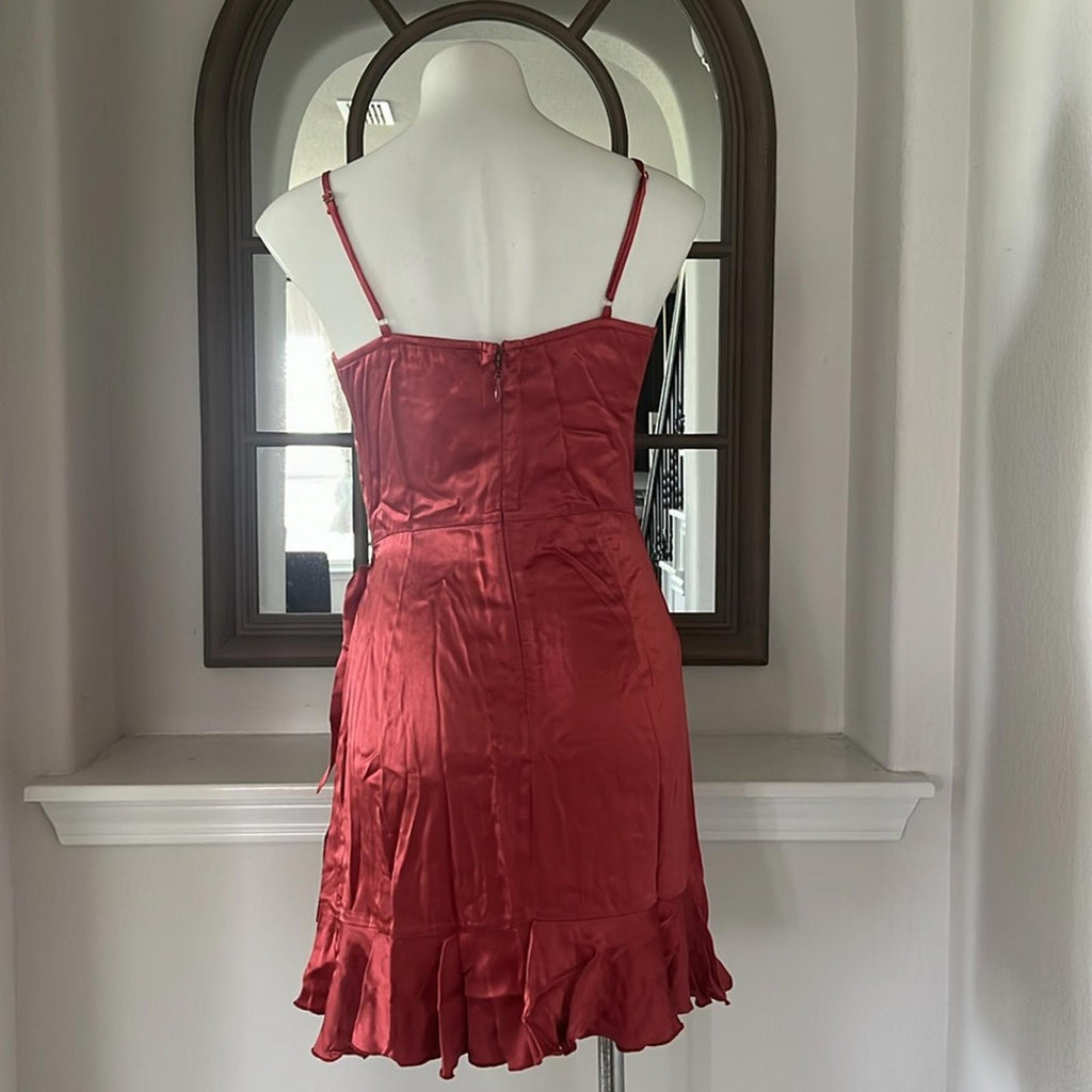 Donna Mizani X Revolve Antonia Faux Wrap Ruffle Dress, NEW, Size M Retail $215
