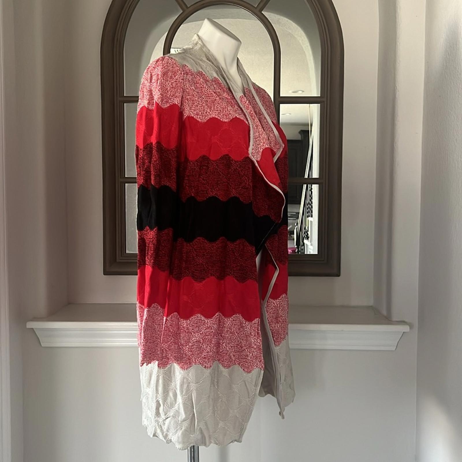ST. JOHN Red Ombré Cardigan, Caviar / Tikka Red Multi Size S New w/Tag $1195