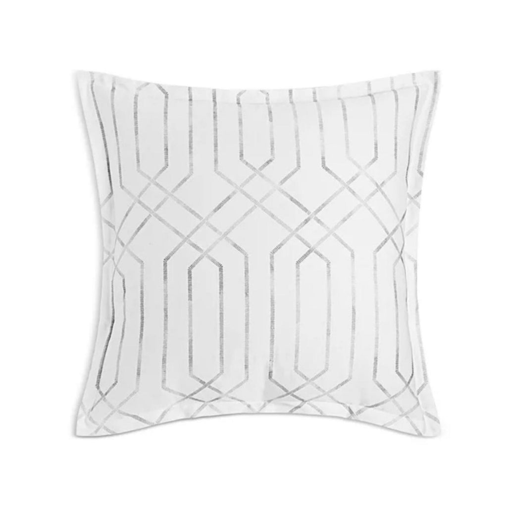 2 SKY Textured Trellis Euro Sham (1 Pair) in White/Grey, NEW