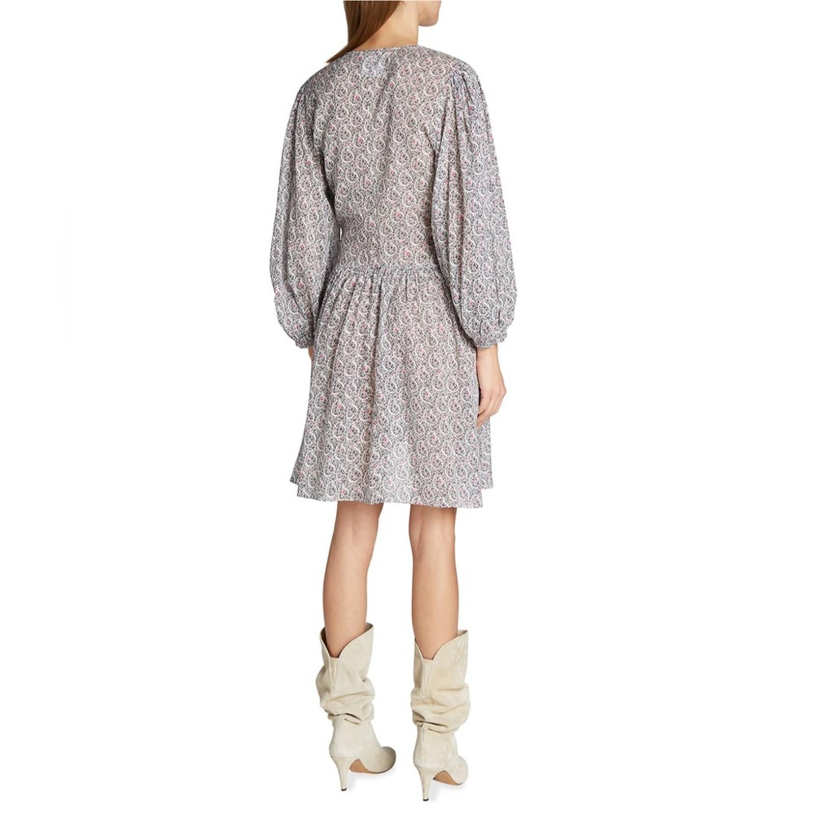 Étoile Isabel Marant Marili Ruched Blouson-Sleeve Dress, Size US4|FR34 New w/Tag