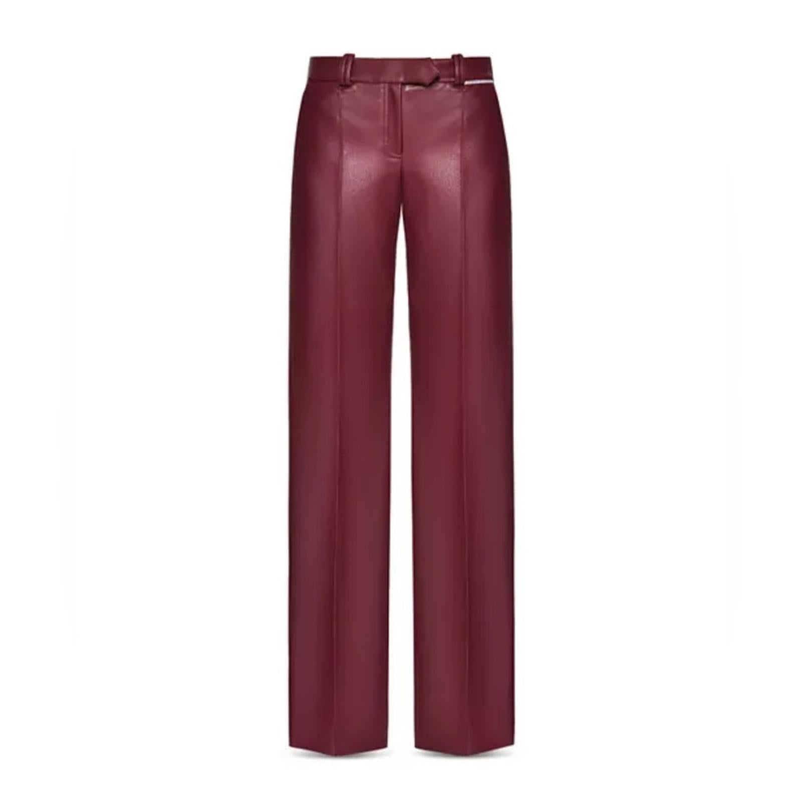 Aleksandre Akhalkatsishvili Faux Leather Pants in Burgundy, NWT, Size XS