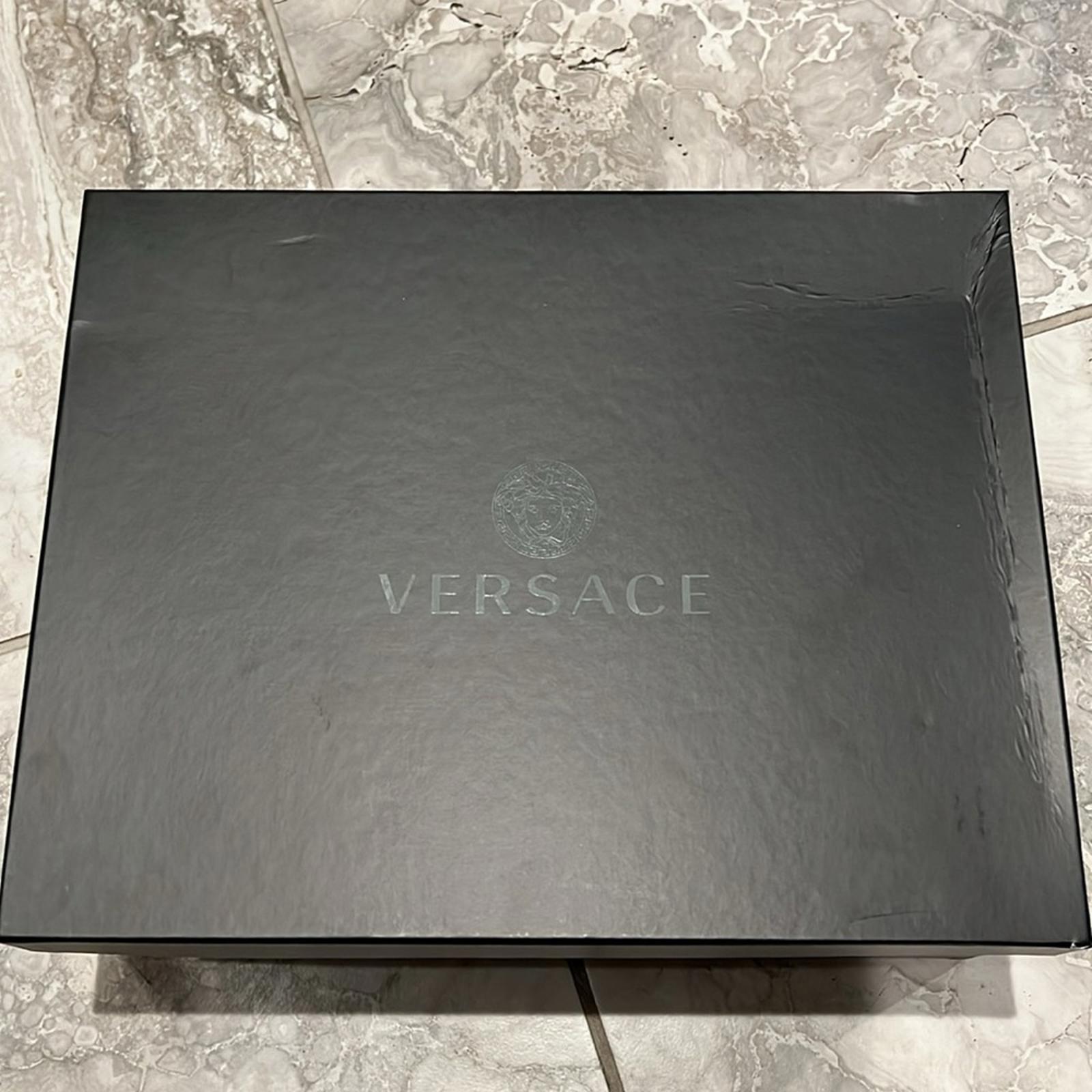 Versace AllOver Logo Odissea Low-Top Men’s Sneakers, Beige-Brown, New, Size 42.5