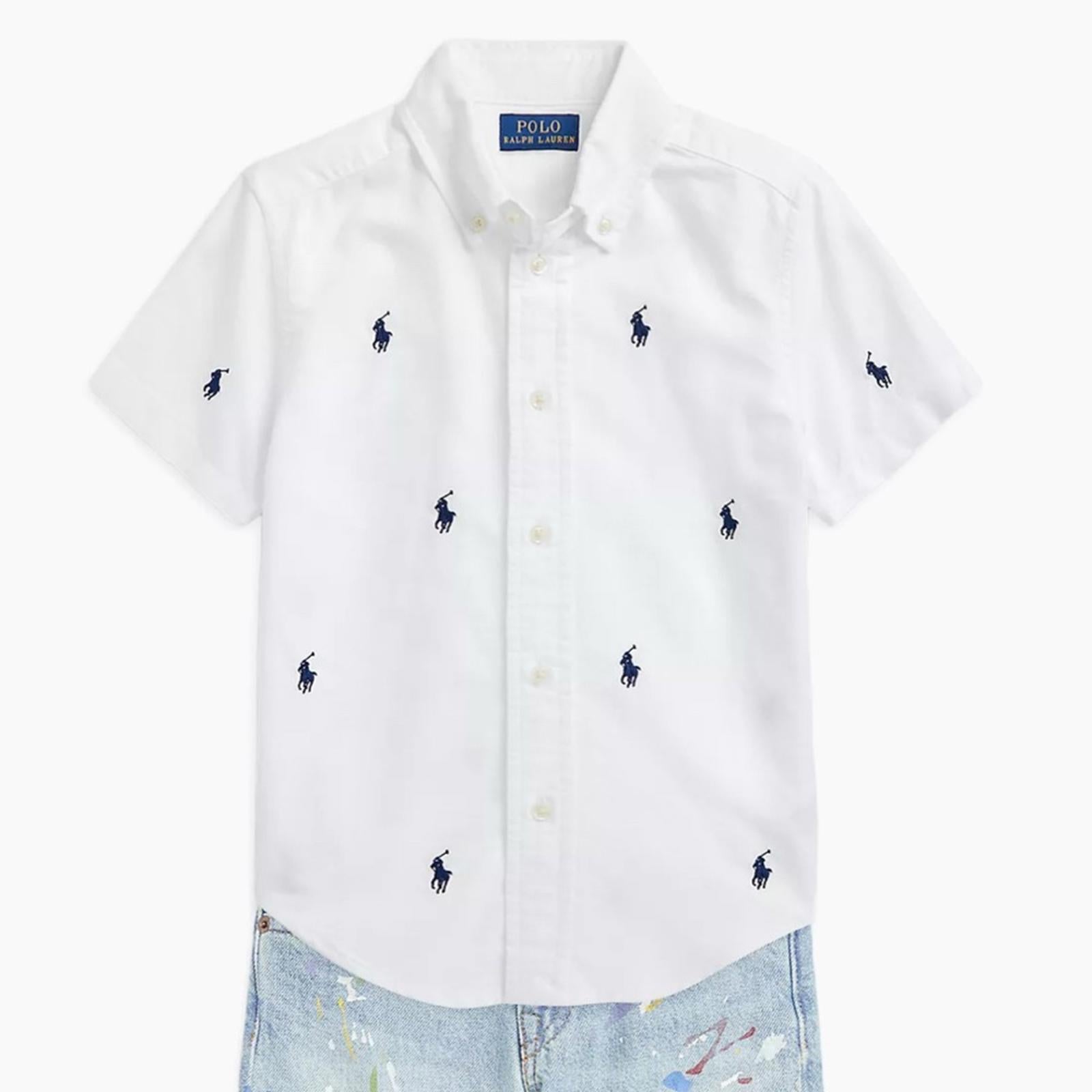 Polo Ralph Lauren Logo Embroidered Oxford Short-Sleeve Shirt Size XL(18-20) NWT