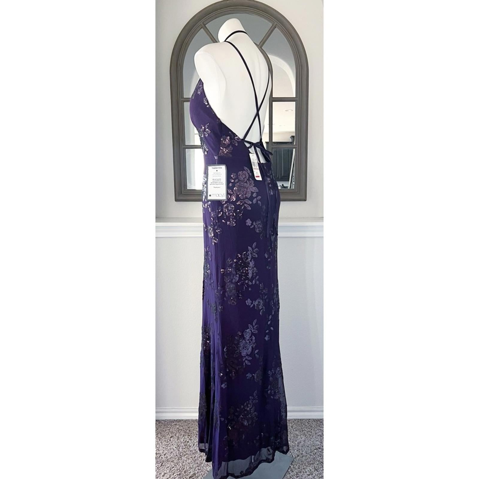 Speechless Embroidered Sequin Mesh Lace-Up Back Gown, Juniors' Size 15 NWT