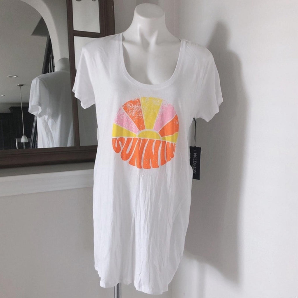 Wildfox Sun Scoop Neck Swim Coverup in White, Dress Beach Size S New w/Tag
