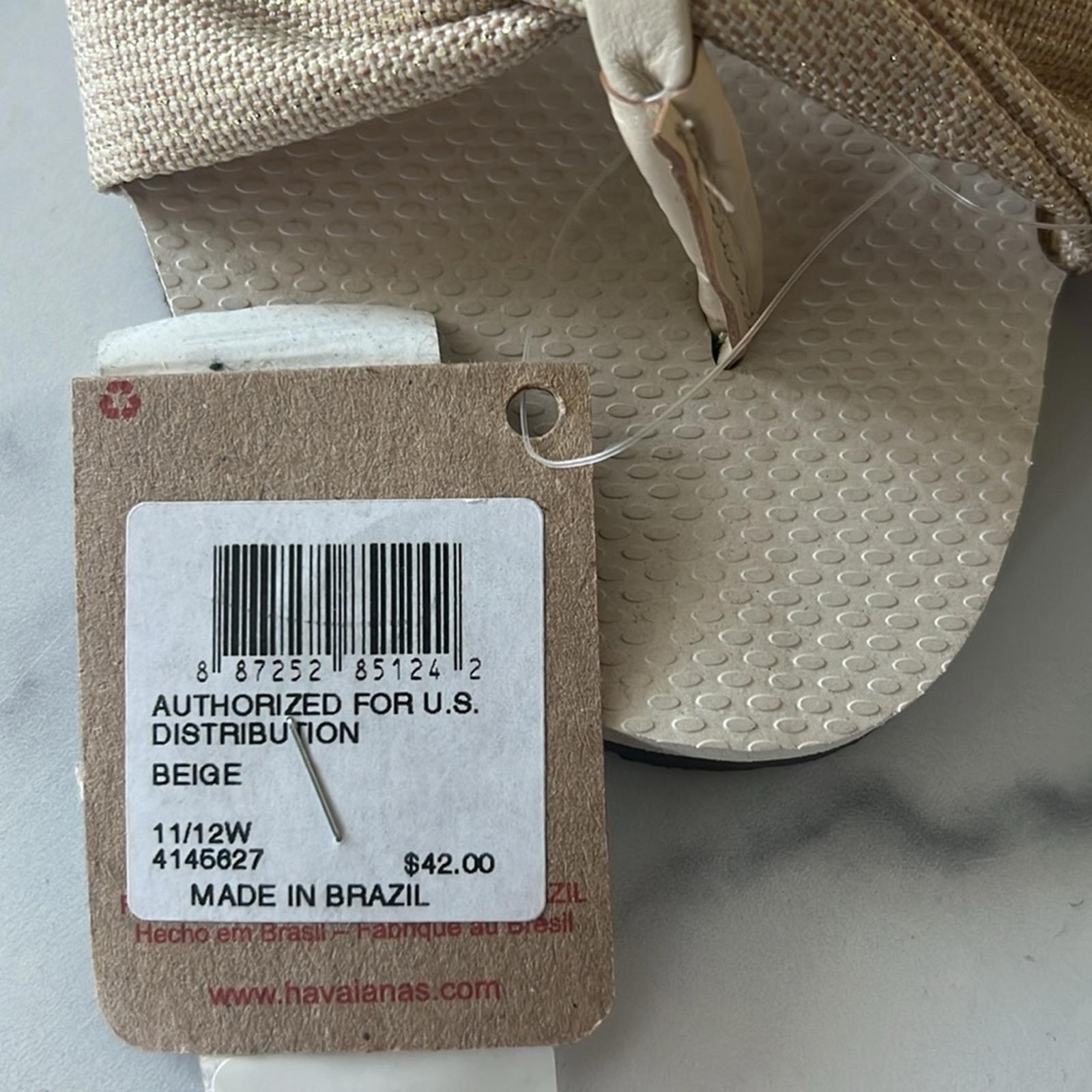 NWT Havaianas Beige Thong Bow Sandals, Size EU 41-42 (US 11-12W) New w/Tag
