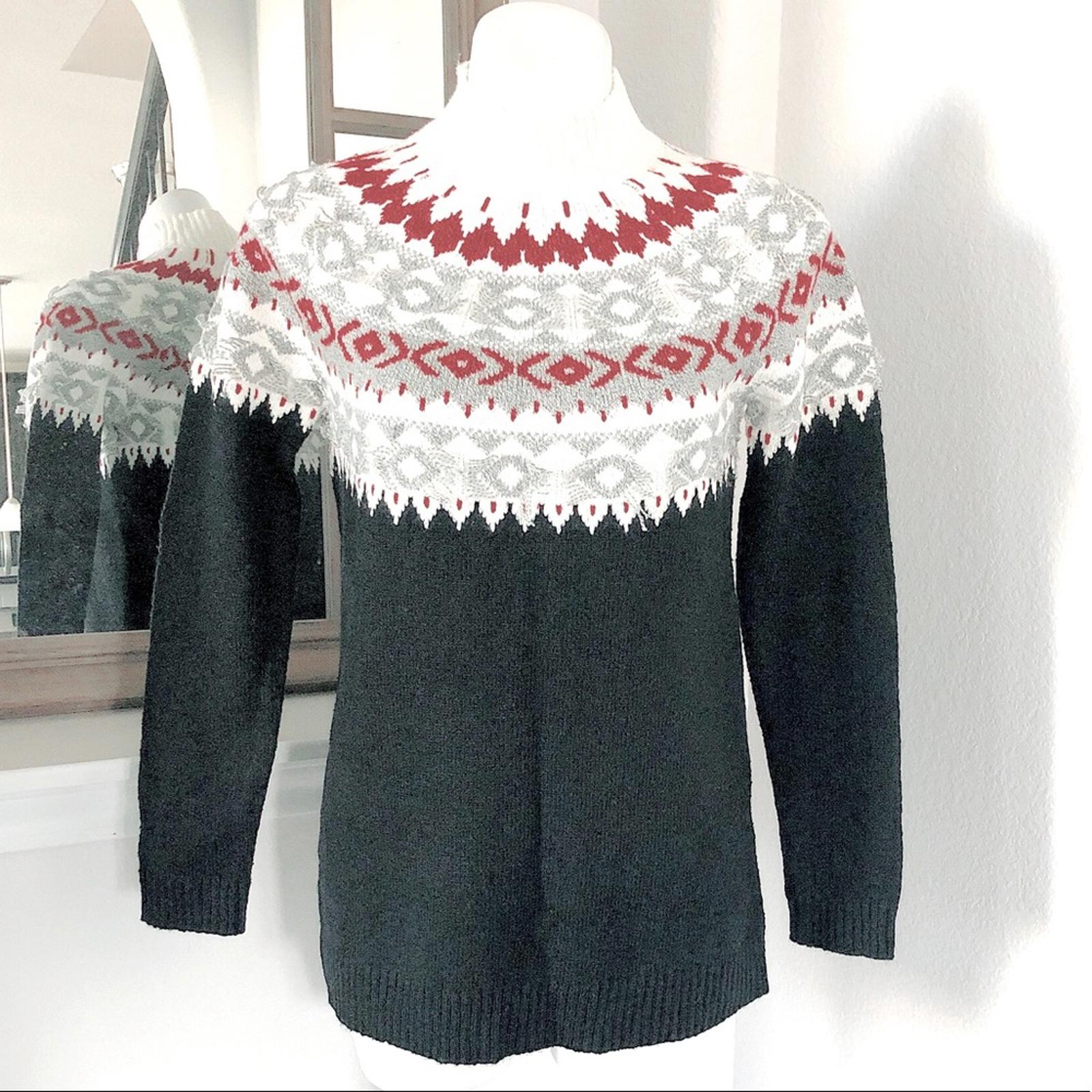 J.Jill Festival Cottage Fair Isle Sweater Black Mul Pullover, Size XS New w/Tag